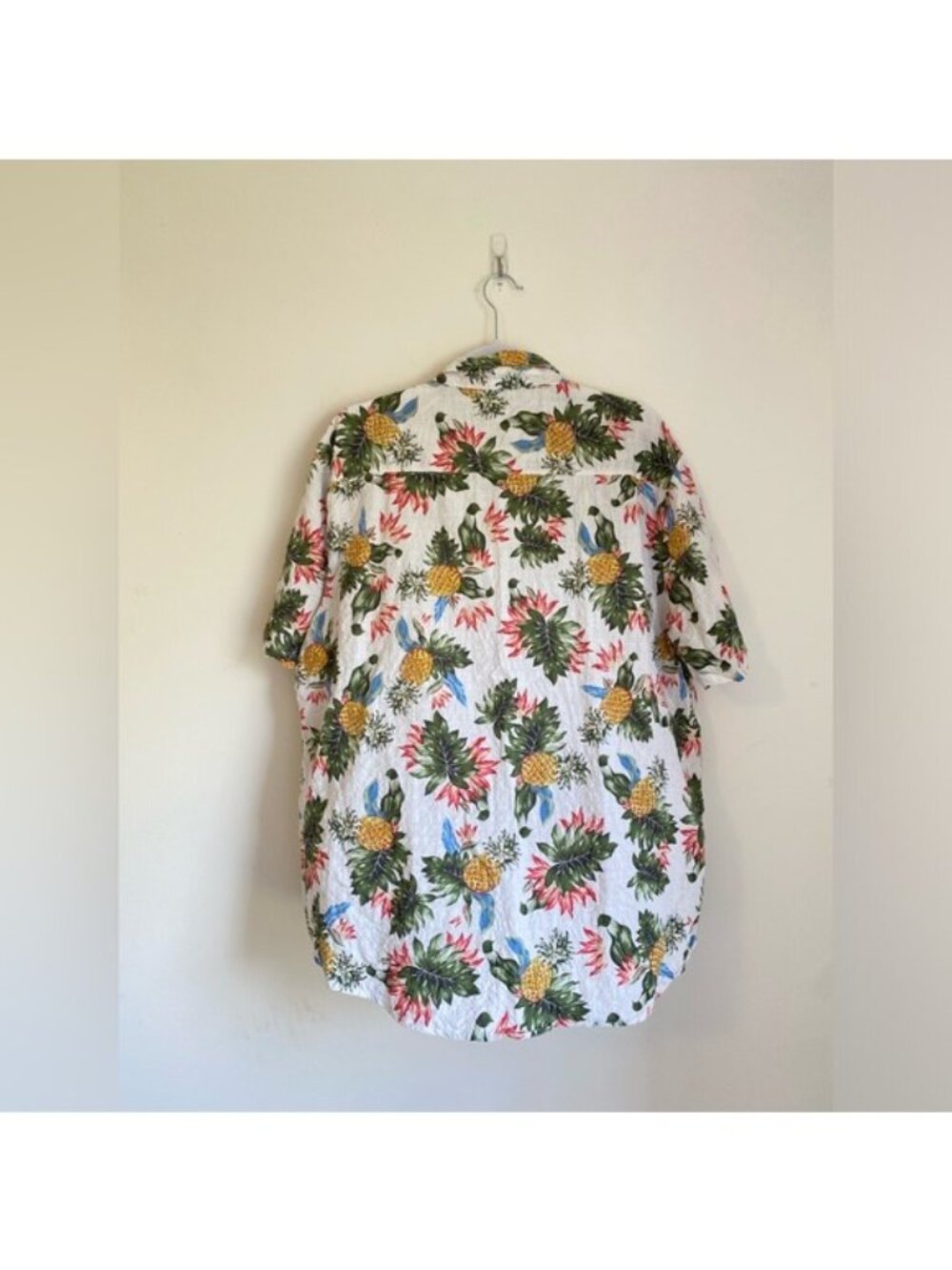 Men's Hawaiian Short Sleeve Button-Down Shirt Size XL White By Vatpave - Picture 3 of 7